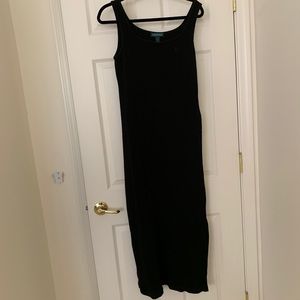 Ralph Lauren Ribbed Black Tank Long Dress